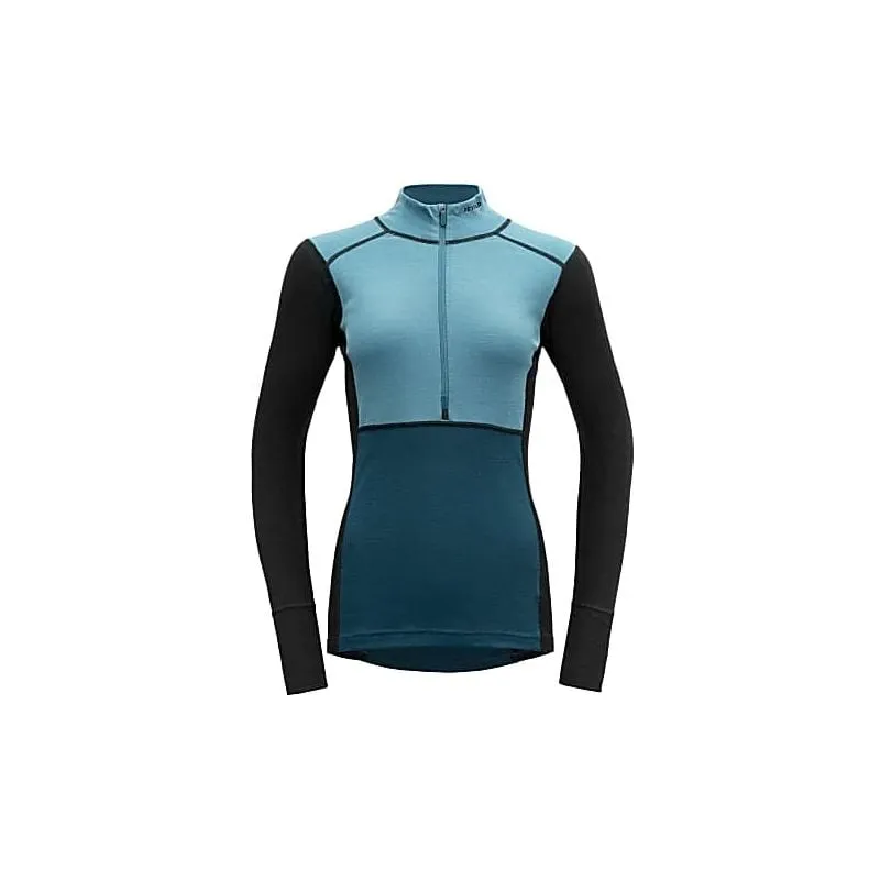 Camiseta de manga larga Lauparen Merino 190 Zip Neck (Moon/ink/flood) Mujer