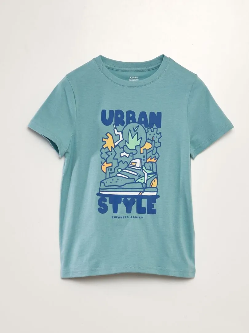 CAMISETA DE PUNTO ESTAMPADA  AZUL