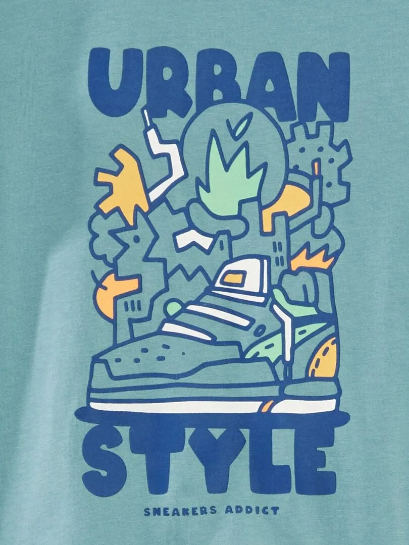 CAMISETA DE PUNTO ESTAMPADA  AZUL