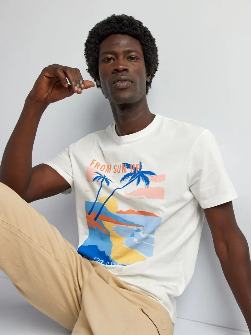 CAMISETA ESTAMPADA DE MANGA CORTA  BLANCO