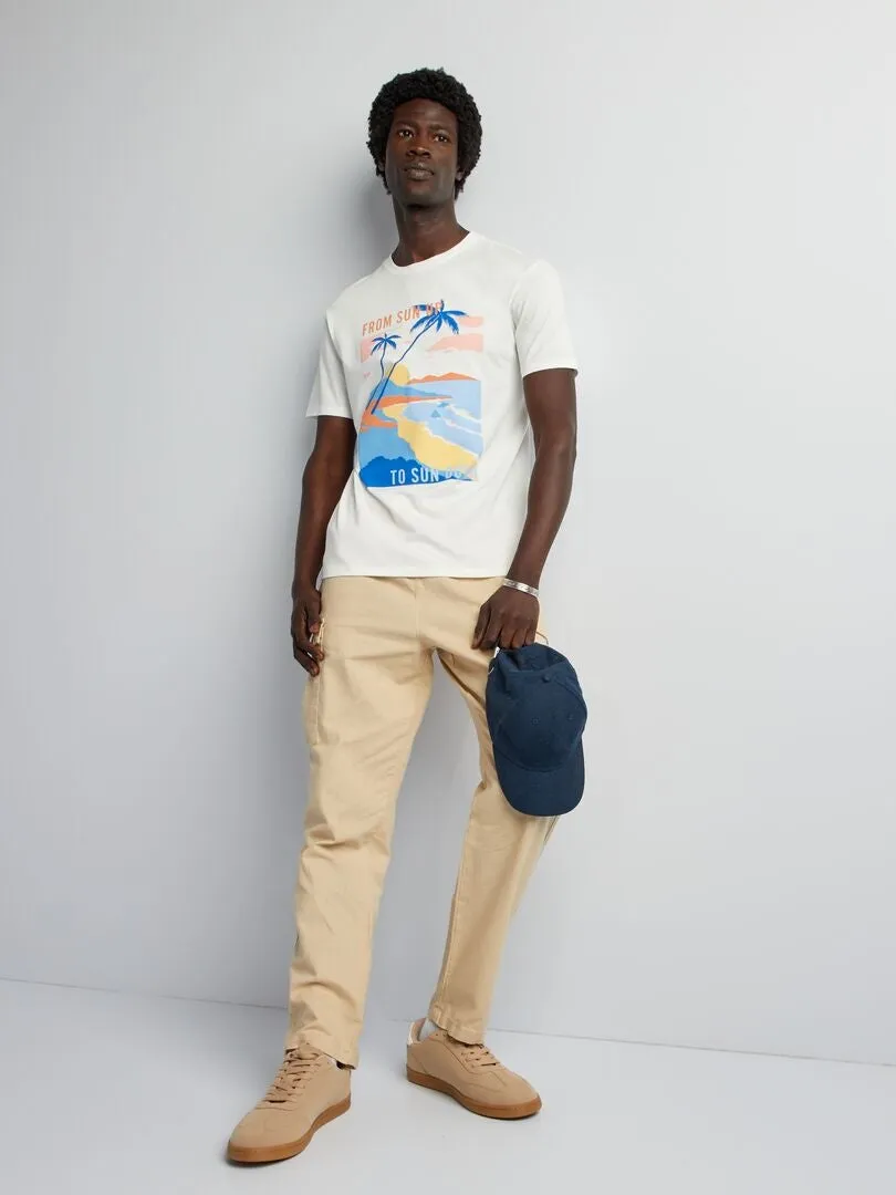 CAMISETA ESTAMPADA DE MANGA CORTA  BLANCO