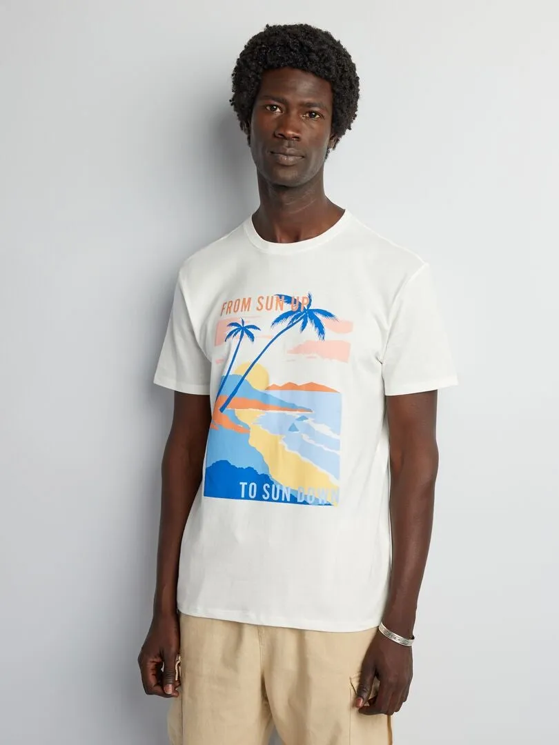 CAMISETA ESTAMPADA DE MANGA CORTA  BLANCO
