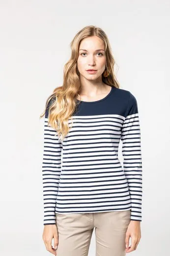 Camiseta marinera de manga larga de mujer