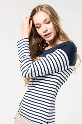 Camiseta marinera de manga larga de mujer