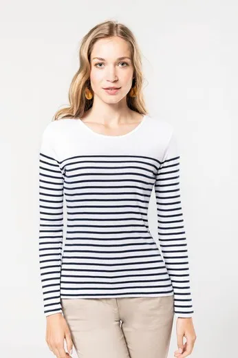 Camiseta marinera de manga larga de mujer
