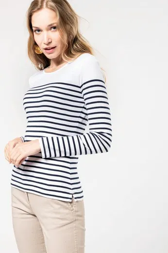Camiseta marinera de manga larga de mujer