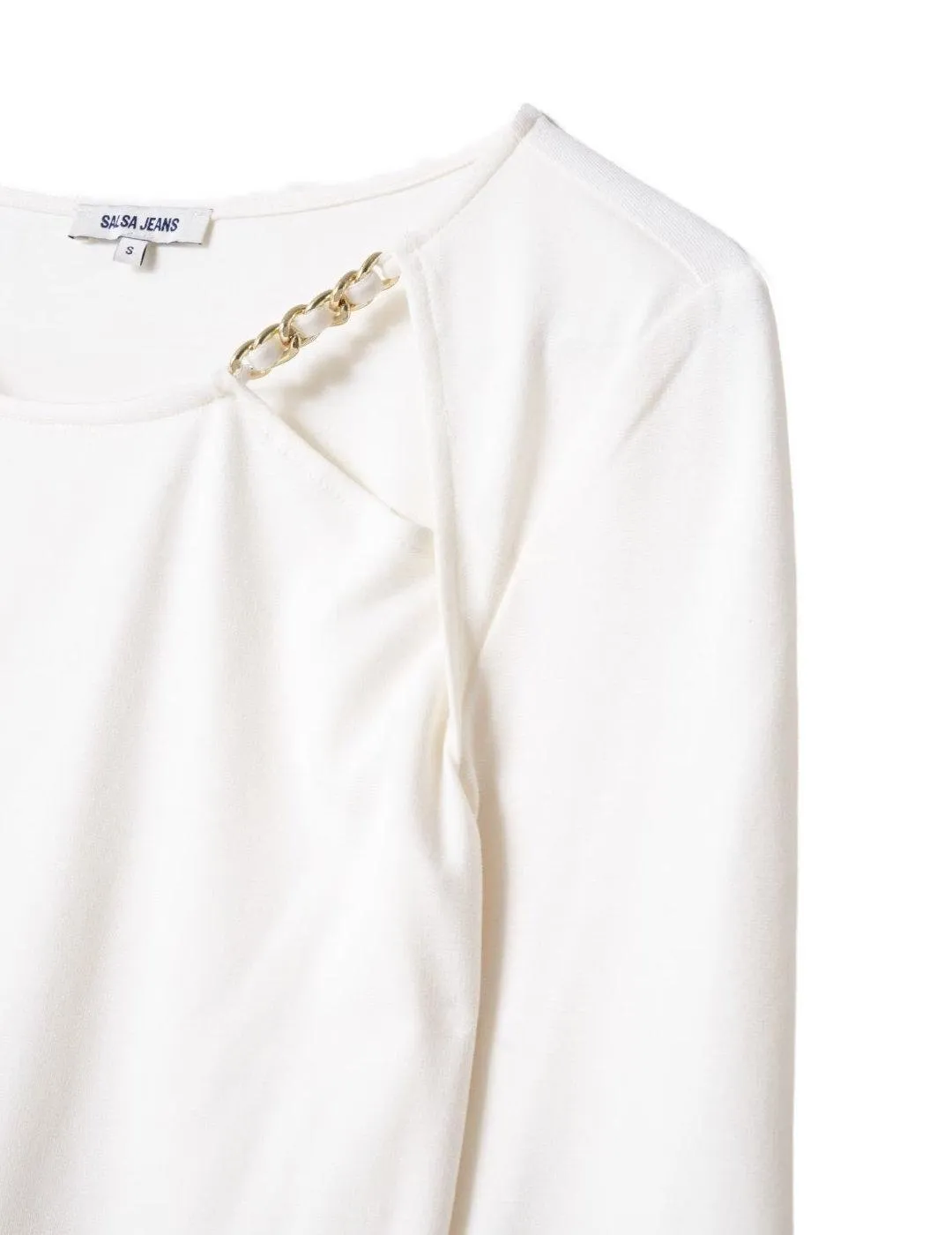 Camiseta Salsa blanca de manga larga con detalle de mujer