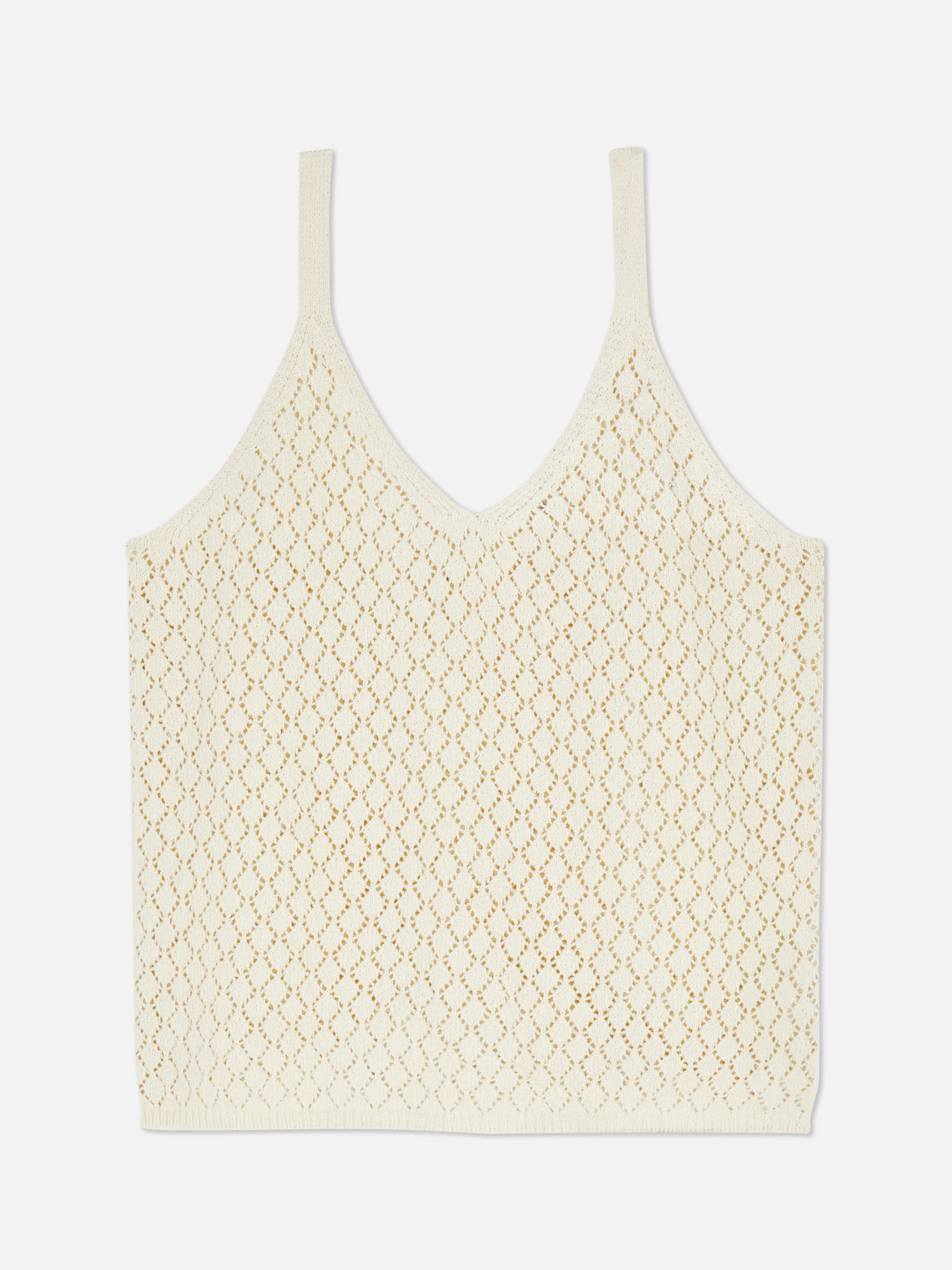 Camiseta sin mangas de pointelle con cuello de pico
