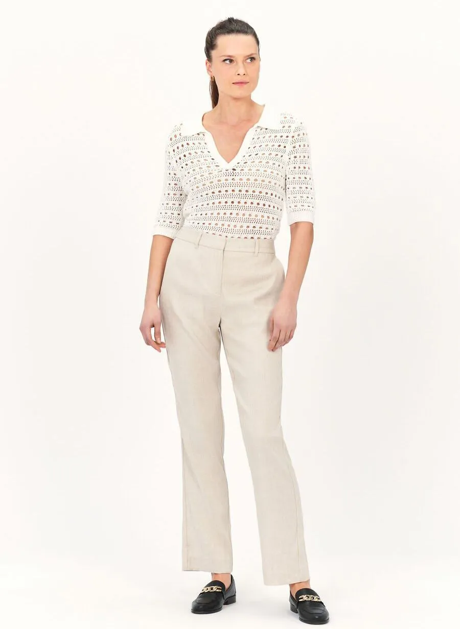 CAROLL PIERROT  PANTALóN RECTO DE MEZCLA DE LINO EN BEIGE