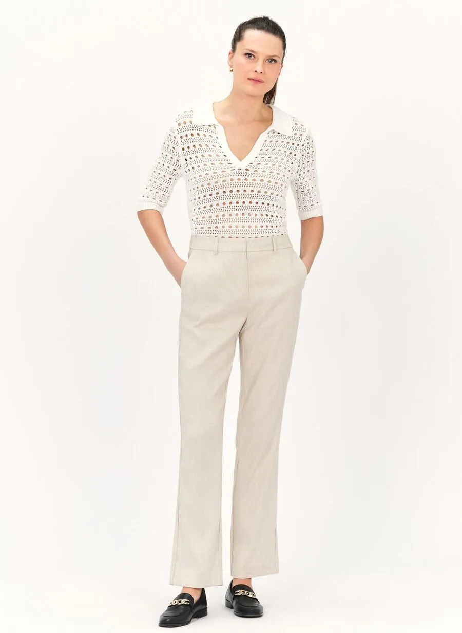 CAROLL PIERROT  PANTALóN RECTO DE MEZCLA DE LINO EN BEIGE
