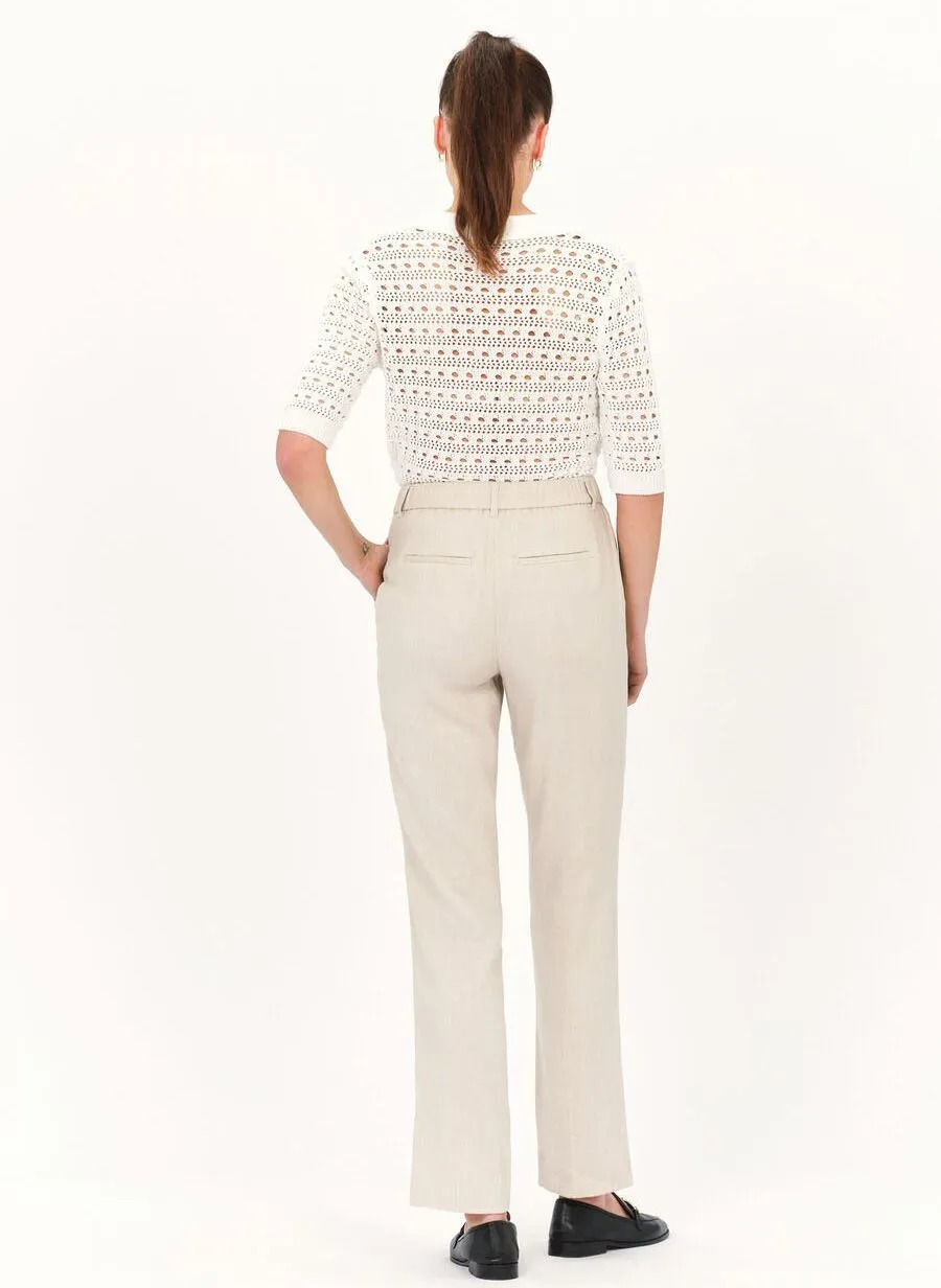 CAROLL PIERROT  PANTALóN RECTO DE MEZCLA DE LINO EN BEIGE