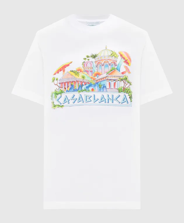 CASABLANCA WHITE TSHIRT WITH THE ROAD TO KNOWLEDGE PRINT