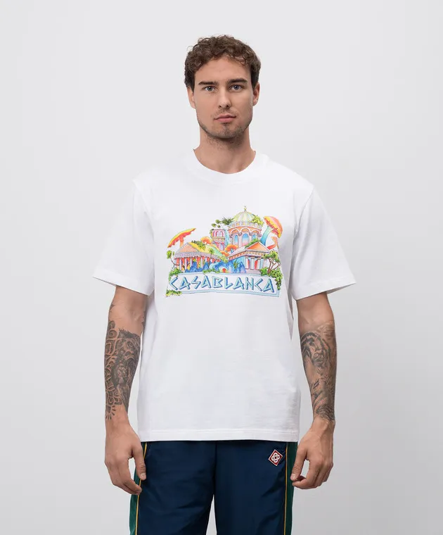 CASABLANCA WHITE TSHIRT WITH THE ROAD TO KNOWLEDGE PRINT