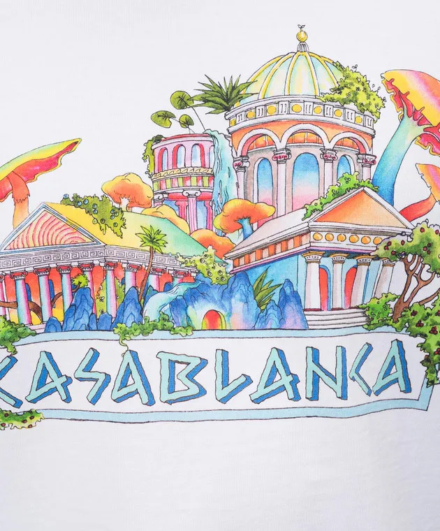CASABLANCA WHITE TSHIRT WITH THE ROAD TO KNOWLEDGE PRINT
