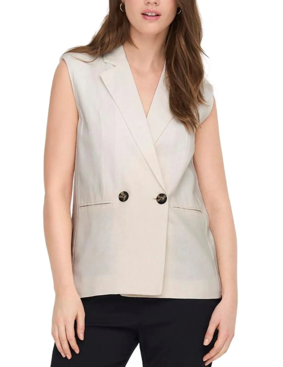 Chaleco traje Only Caro blanco de lino para mujer