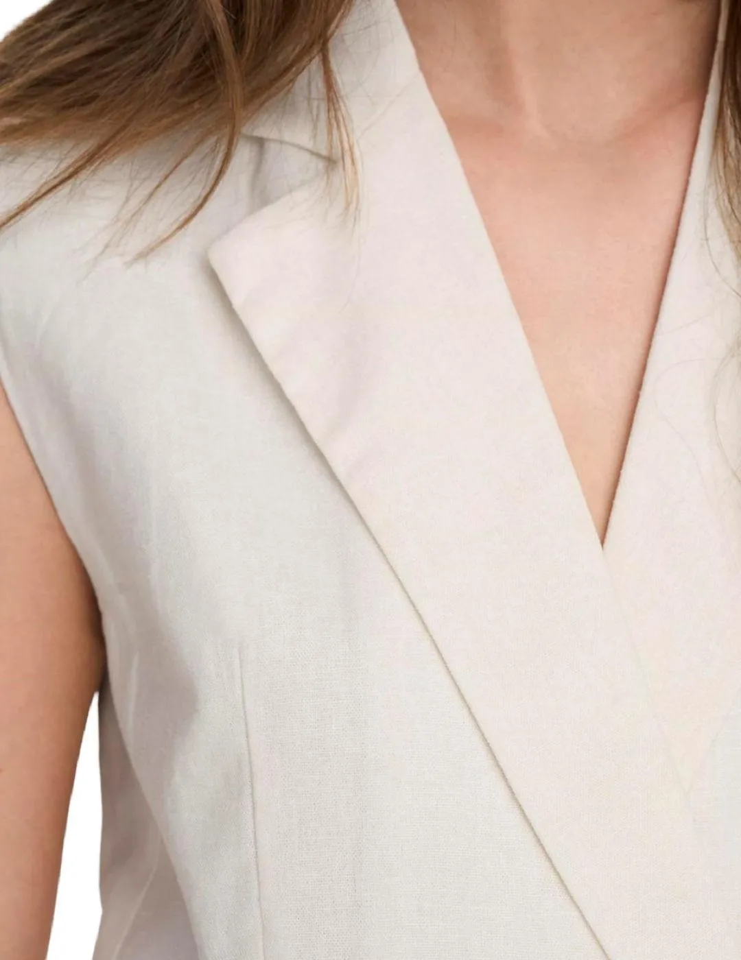 Chaleco traje Only Caro blanco de lino para mujer
