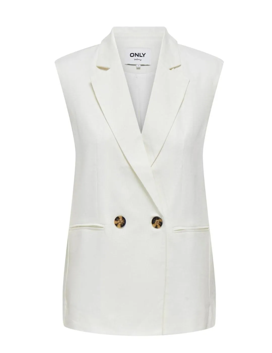 Chaleco traje Only Caro blanco de lino para mujer