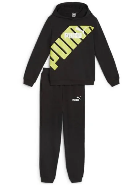 Chandal Puma Suit Negro Fosforito Niño