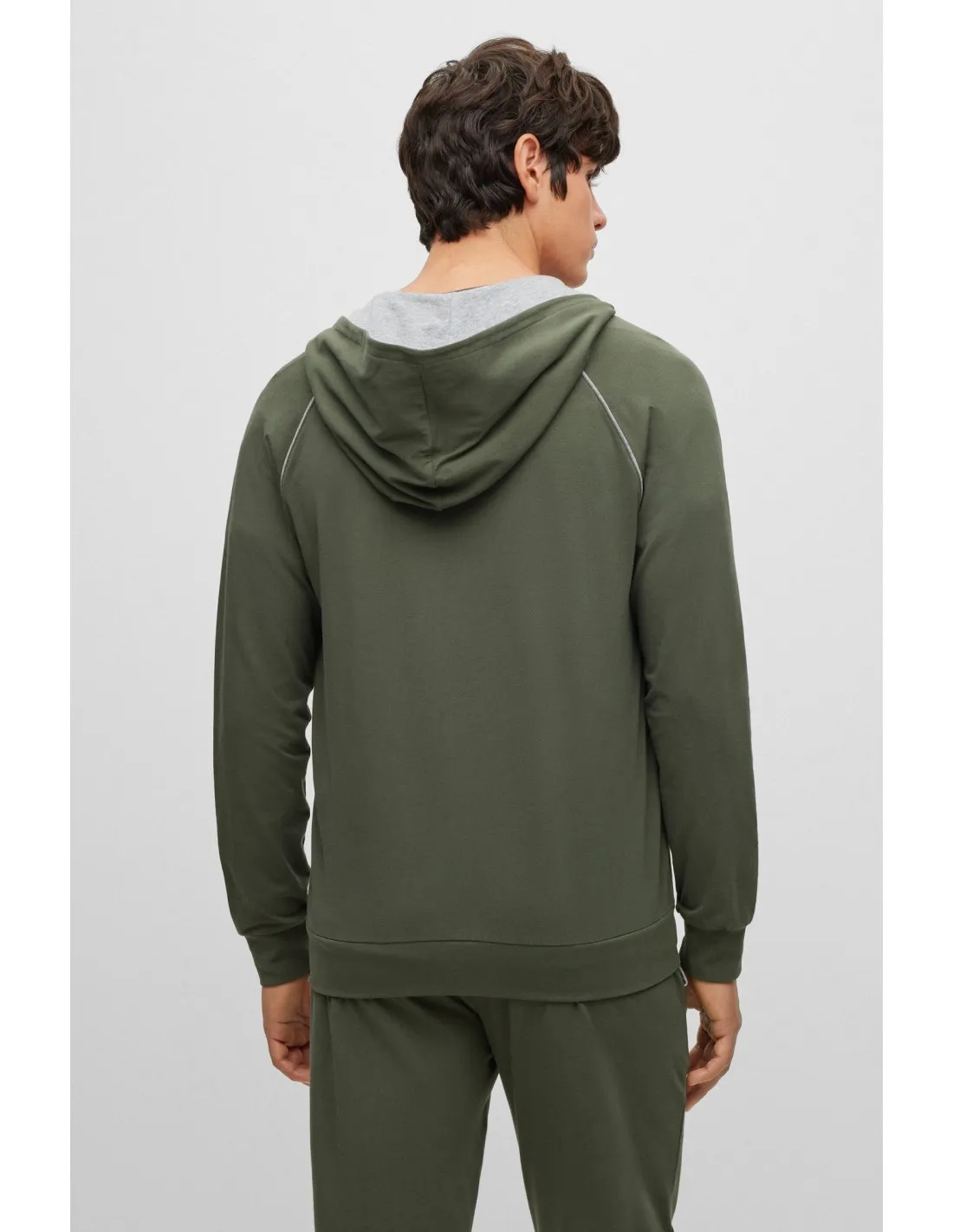 Chaqueta con capucha de algodón elástico con logo bordado de Boss