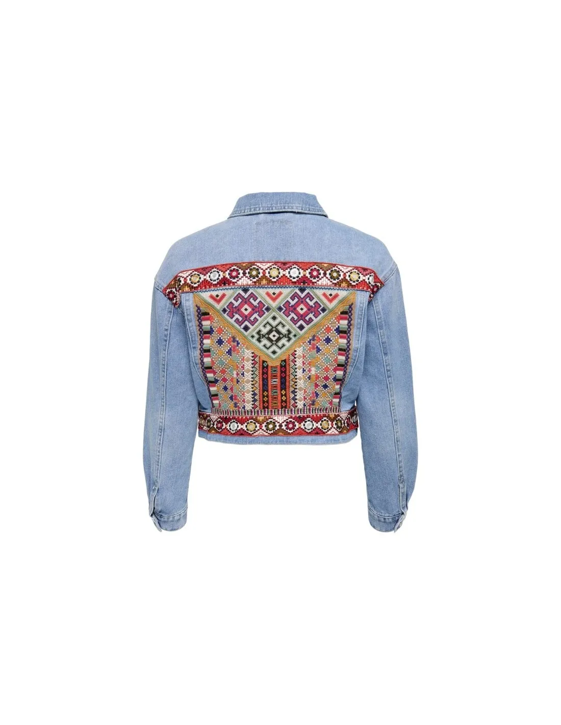 Chaqueta vaquera con bordado multicolor Malibu de Only