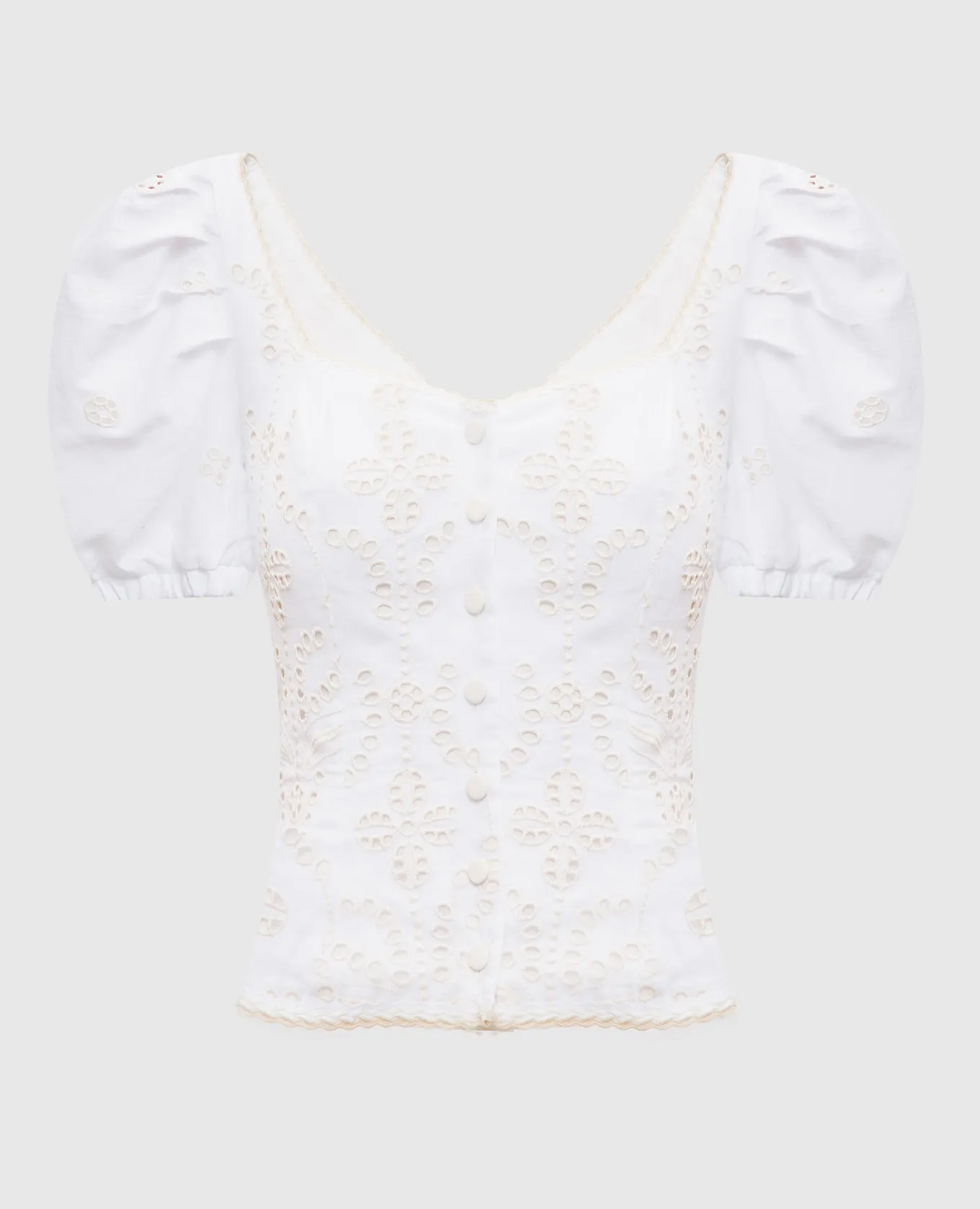 Charo Ruiz White Kinsy linen blouse with broderie embroidery