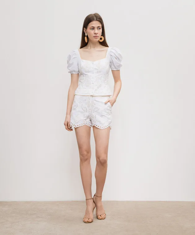 Charo Ruiz White Kinsy linen blouse with broderie embroidery