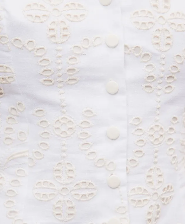 Charo Ruiz White Kinsy linen blouse with broderie embroidery
