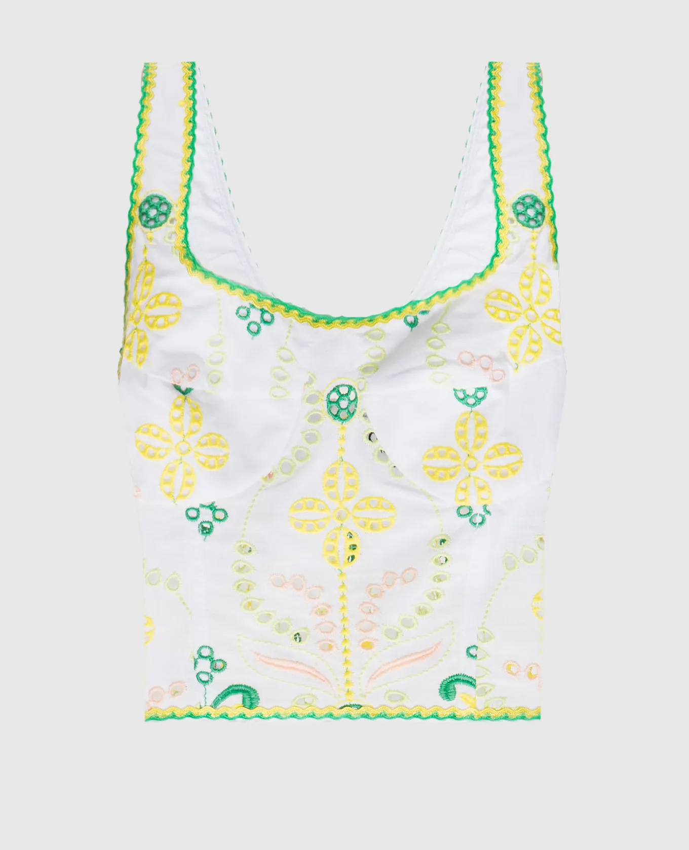 Charo Ruiz White Mariel linen top with broderie embroidery