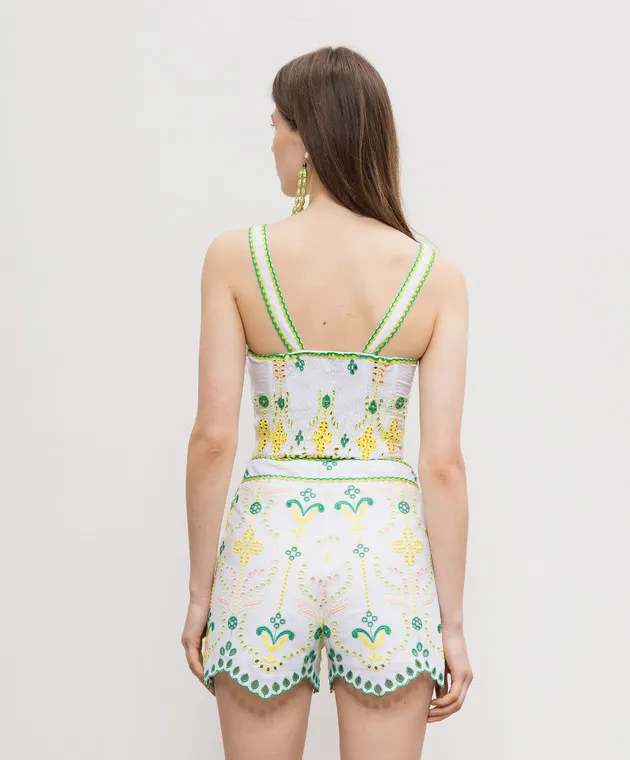 Charo Ruiz White Mariel linen top with broderie embroidery