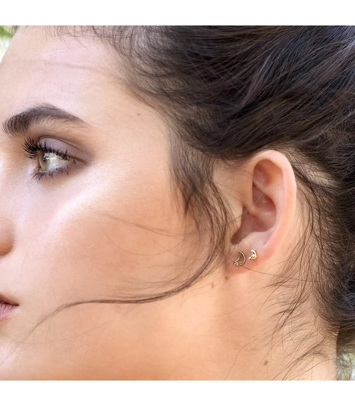 Clous d'oreilles Bébé Alana Or Jaune 18K lune 4.5mm
