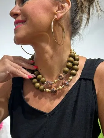 Collar Print Abalorios KOORI Marrón 82