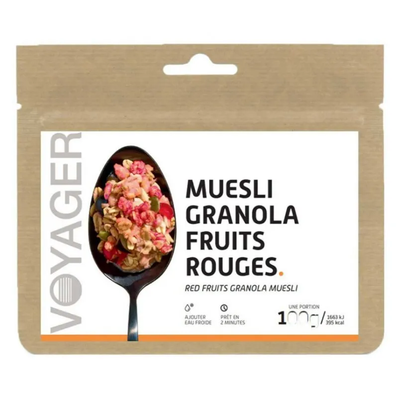 Comida liofilizada Voyager Muesli Granola Fruta roja