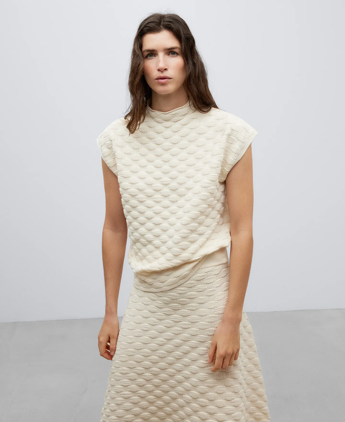 Cotton basket weave vest for woman