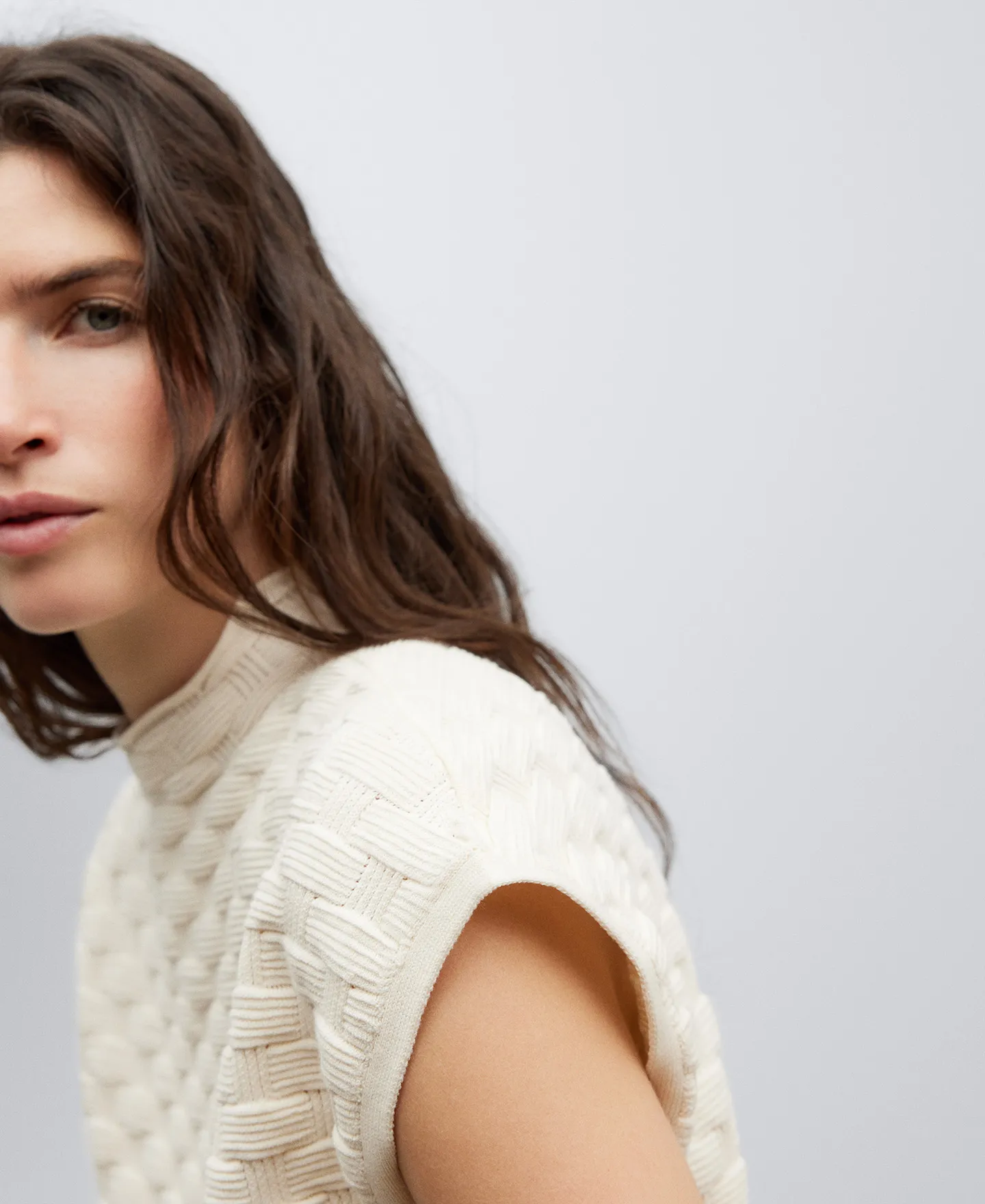 Cotton basket weave vest for woman