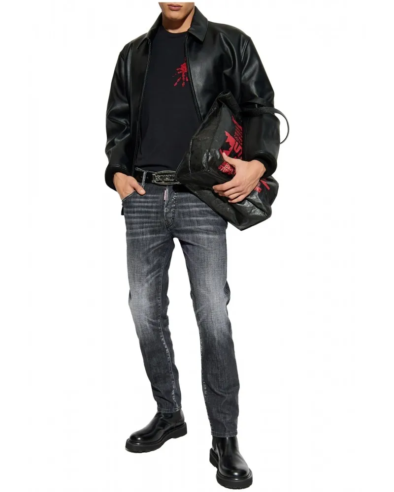 DSQUARED2  PANTALóN VAQUERO SKATER STEEL WASH CON ETIQUETA DE CUERO DSQ