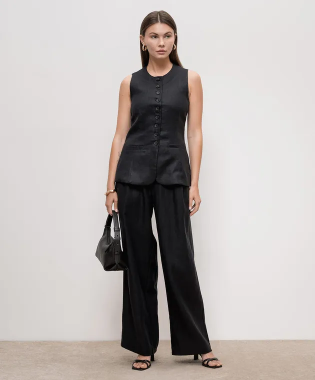 Faithfull Domenico black linen vest