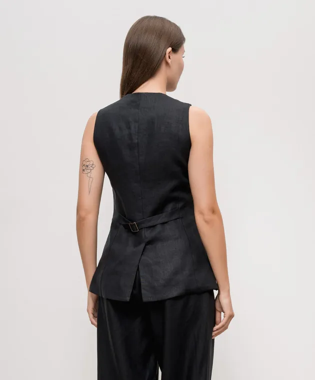 Faithfull Domenico black linen vest