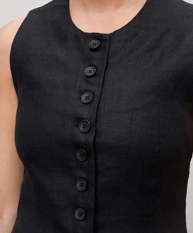 Faithfull Domenico black linen vest