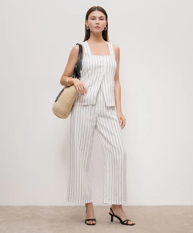 Faithfull Ida Trani white striped linen pants