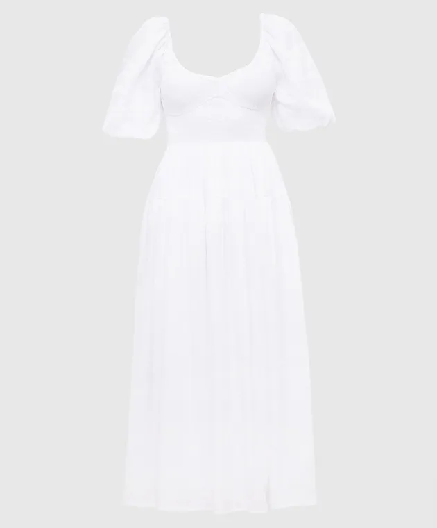 Faithfull Rosarico white midi dress made of linen