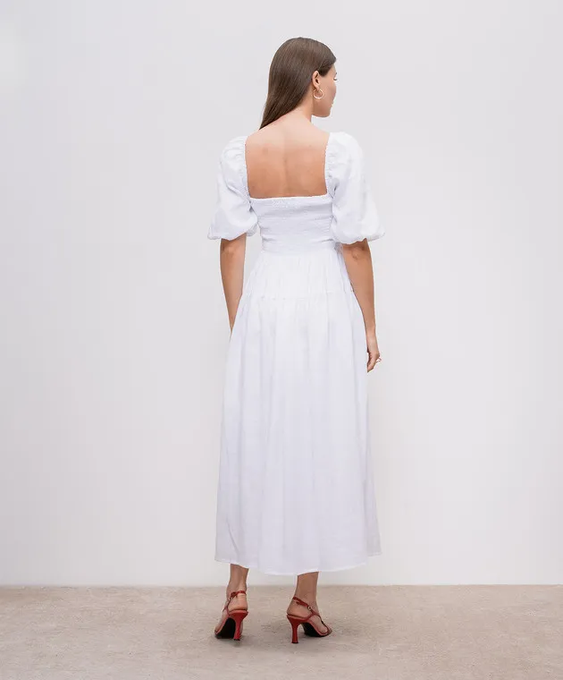 Faithfull Rosarico white midi dress made of linen