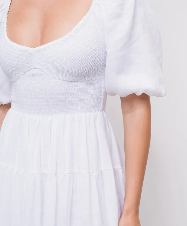 Faithfull Rosarico white midi dress made of linen