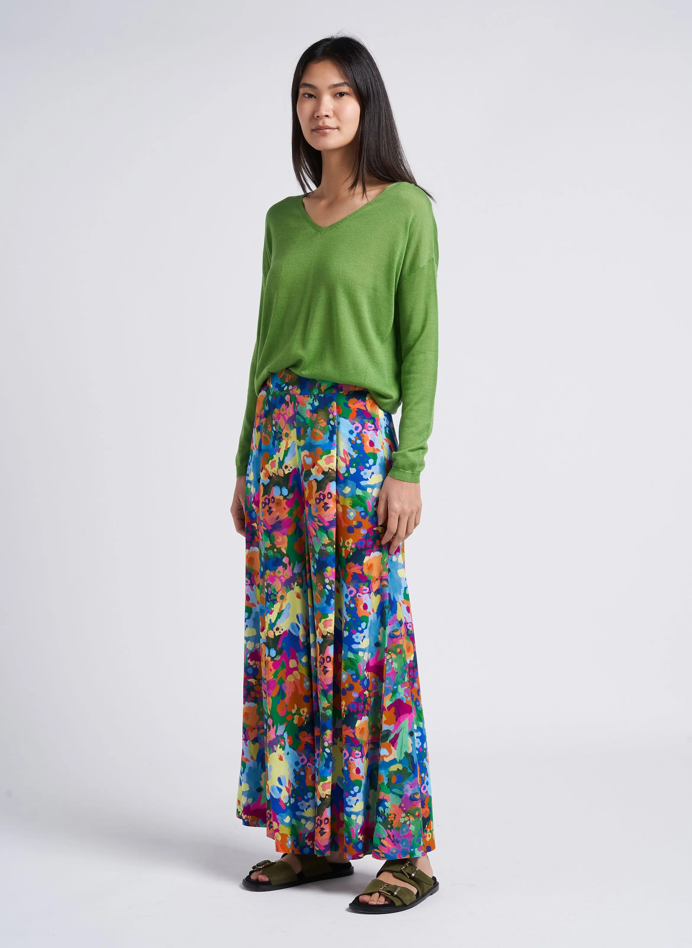 FRED  PANTALóN ANCHO ESTAMPADO DE TIRO ALTO EN MULTICOLOR