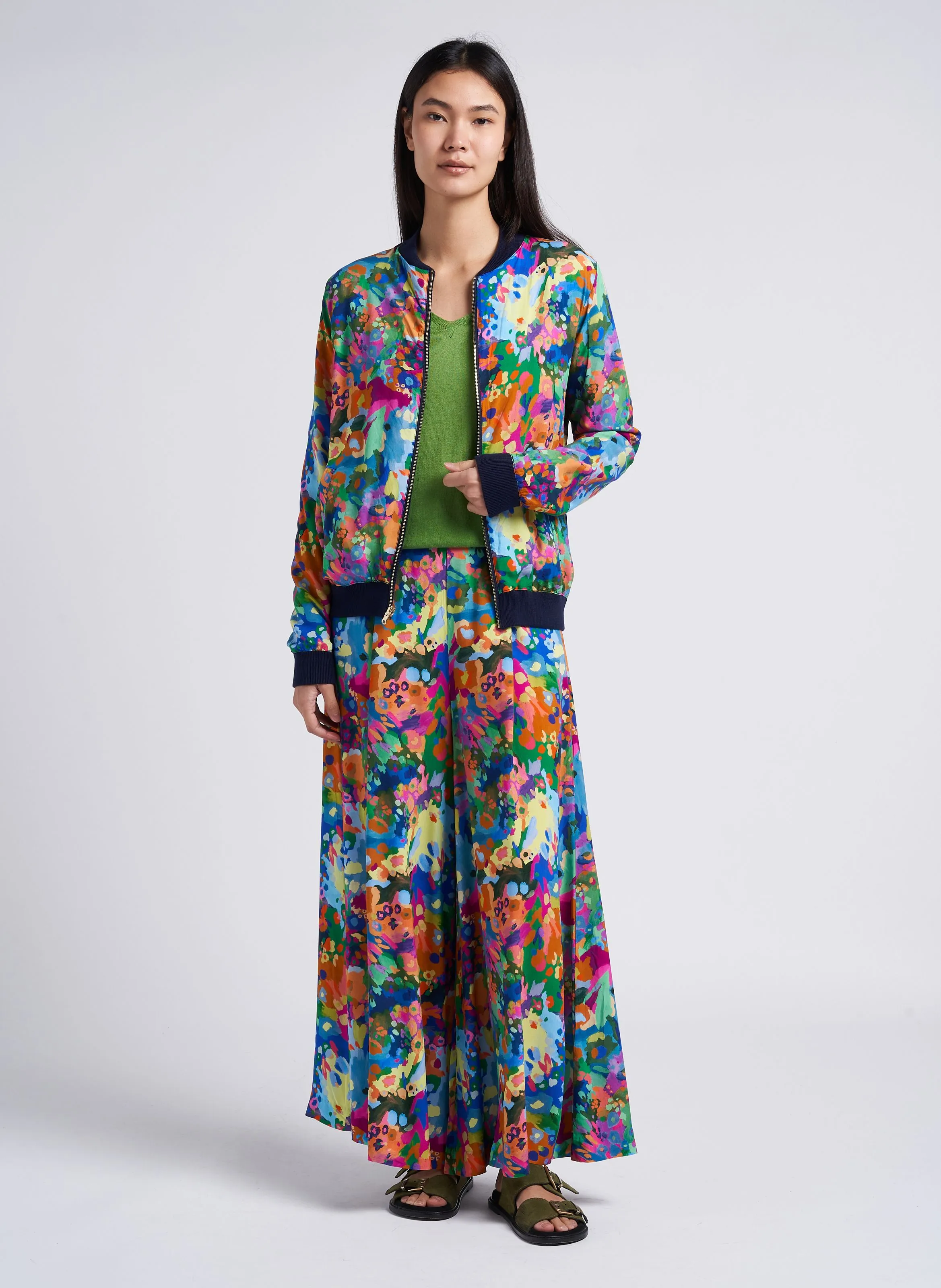 FRED  PANTALóN ANCHO ESTAMPADO DE TIRO ALTO EN MULTICOLOR