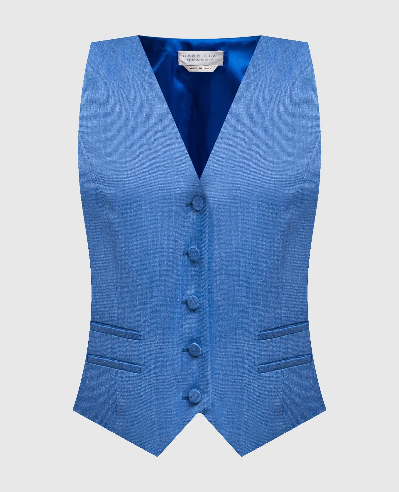 Gabriela Hearst Blue Coleridge waistcoat in wool, silk and linen
