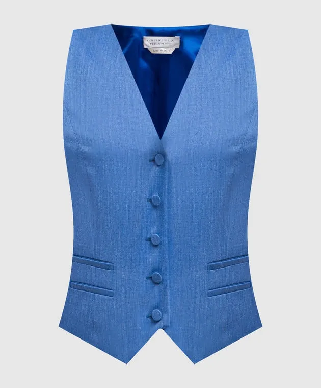 Gabriela Hearst Blue Coleridge waistcoat in wool, silk and linen