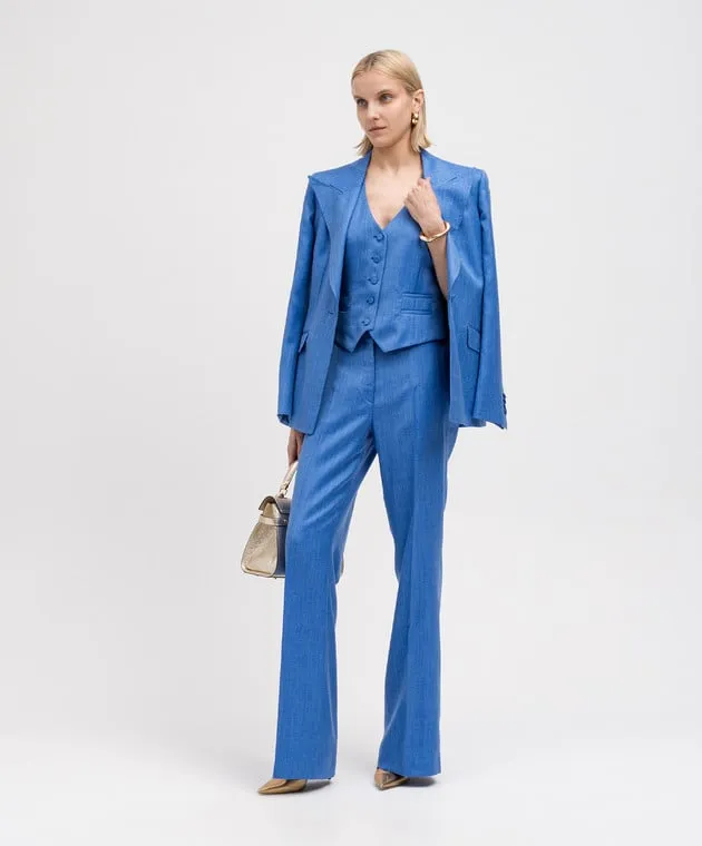 Gabriela Hearst Blue Coleridge waistcoat in wool, silk and linen