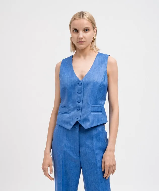 Gabriela Hearst Blue Coleridge waistcoat in wool, silk and linen