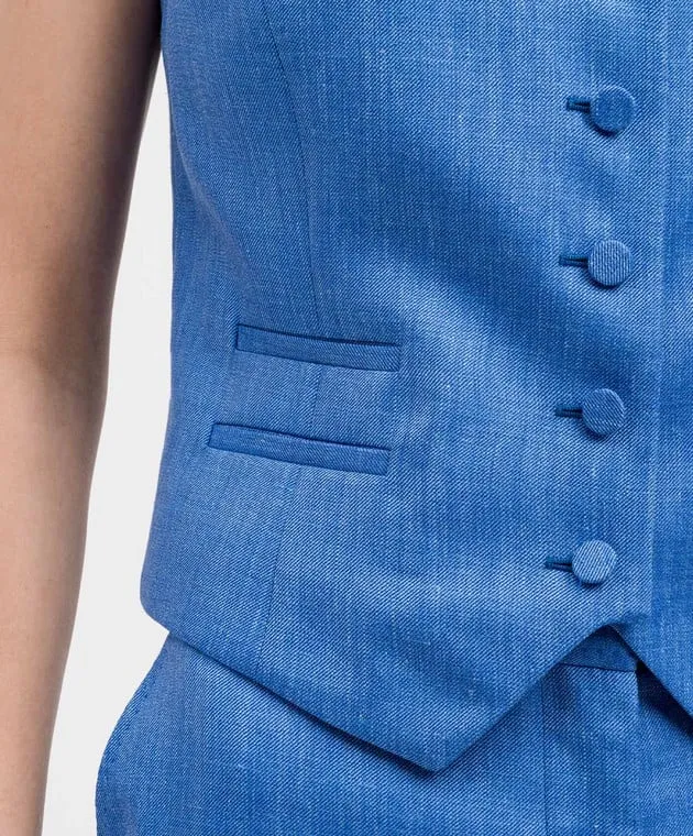 Gabriela Hearst Blue Coleridge waistcoat in wool, silk and linen