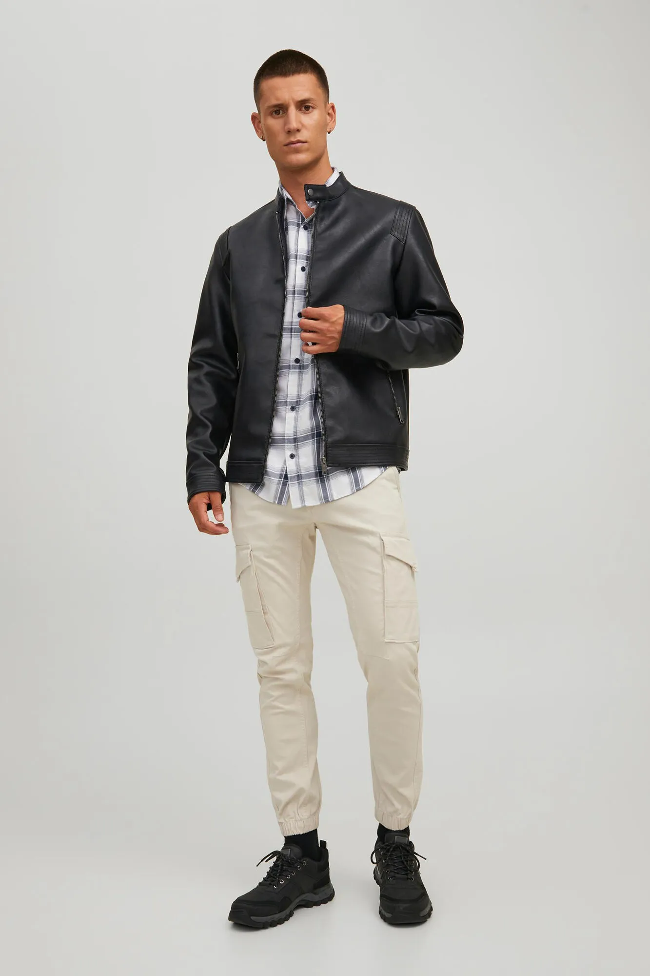 Jack & Jones Chaqueta efecto piel resistente al agua
